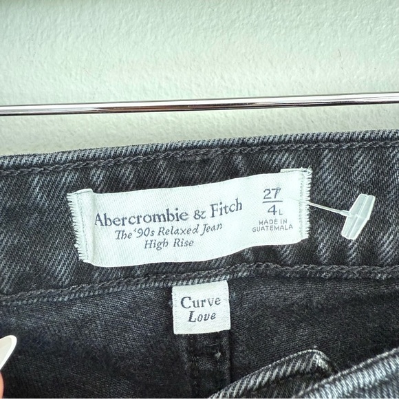 abercrombie & fitch the 90s relaxed jeans high rise curve love size 27/4 long - Picture 8 of 8